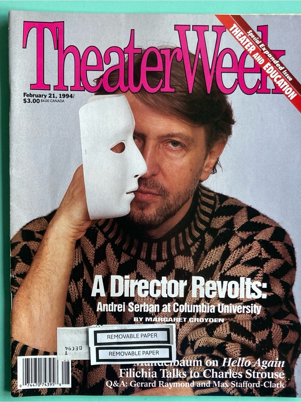 Andrei Serban Theater Week Magazine February 21 1994 - Address Label Attached